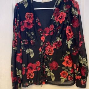 Corset Detail Rose Blouse